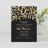 Roze | Gouden Confetti Bat Mitswa Kaart (Staand voorkant)