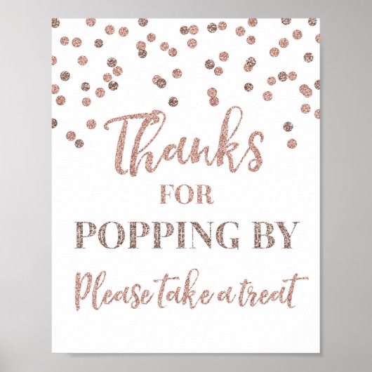 Roze Gouden Confetti Bedankt dat je even langskwam Poster (Voorkant)