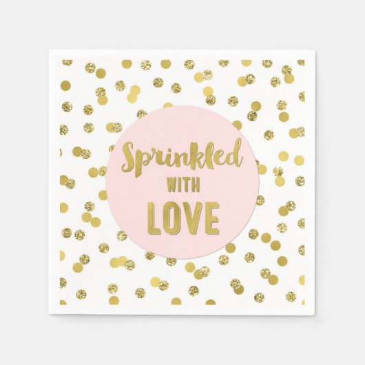 Roze gouden Confetti besprenkeld met liefde Servet (Voorkant)