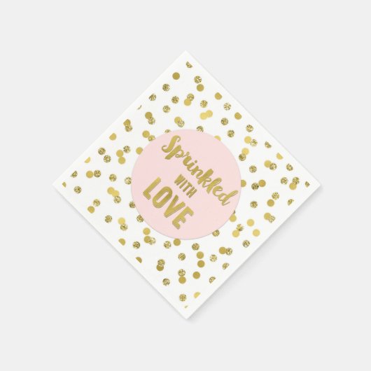 Roze gouden Confetti besprenkeld met liefde Servet (Hoek)
