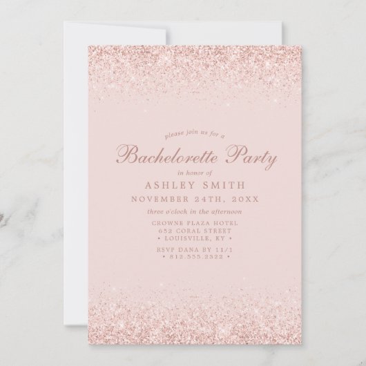Roze Gouden Confetti Blozend Roze Moderne Bachelor Kaart (Voorkant)
