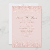 Roze Gouden Confetti Blush Roze Modern Save The Date (Voorkant)