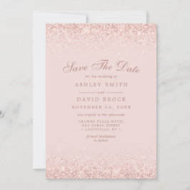 Roze Gouden Confetti Blush Roze Modern Save The Date