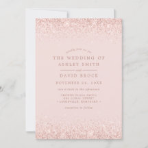 Roze Gouden Confetti Blush Roze Moderne Trouwkaart
