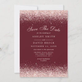 Roze Gouden Confetti Bourgondië Modern Save The Date