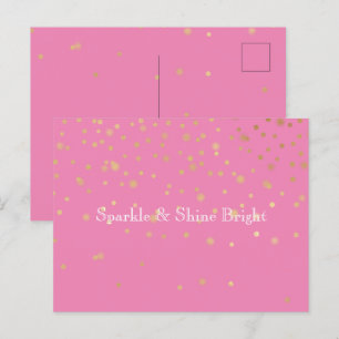 Roze Gouden Confetti Briefkaart