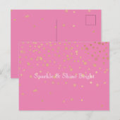 Roze Gouden Confetti Briefkaart (Voorkant / Achterkant)