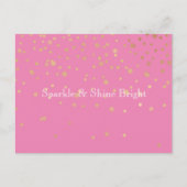 Roze Gouden Confetti Briefkaart (Voorkant)
