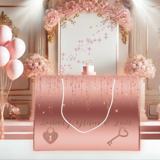 Roze Gouden Confetti Bruidsdouche Groot Cadeauzakje