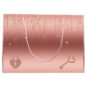 Roze Gouden Confetti Bruidsdouche Groot Cadeauzakje (Achterkant)