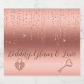Roze Gouden Confetti Bruidsdouche Sparkling Wijnetiket (Enkel label)