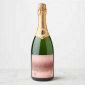 Roze Gouden Confetti Bruidsdouche Sparkling Wijnetiket (Voorkant)