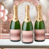 Roze Gouden Confetti Bruidsdouche Sparkling Wijnetiket