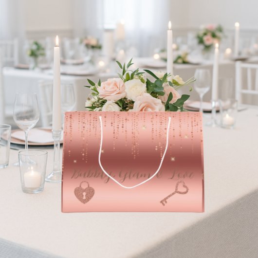 Roze Gouden Confetti Bruidsfeest Groot Cadeauzakje