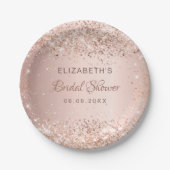 Roze gouden confetti Bruidsfeest Papieren Bordje (Voorkant)