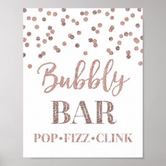 Roze Gouden Confetti Bruisende Bar Sign Poster (Voorkant)