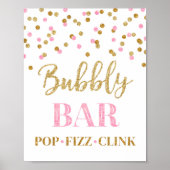 Roze Gouden Confetti Bruisende Bar Sign Poster (Voorkant)