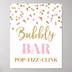 Roze Gouden Confetti Bruisende Bar Sign Poster