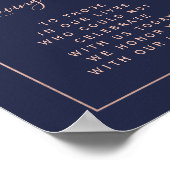 Roze gouden confetti donkerblauw trouwherdenkingbo poster (Hoek)