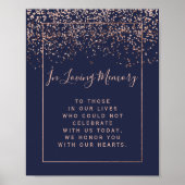 Roze gouden confetti donkerblauw trouwherdenkingbo poster (Voorkant)