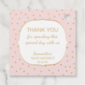 Roze Gouden Confetti Een baby brouwt bedankt Bedankjes Labels (Achterkant)