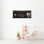 Roze Gouden Confetti Felicitaties Afstudeerbanner Spandoek (Insitu)