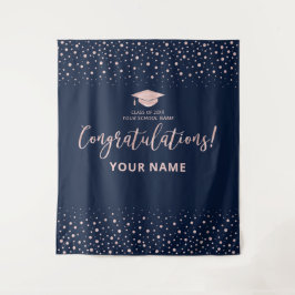 Roze Gouden Confetti | Felicitaties Afstudeerfeest Wandkleed