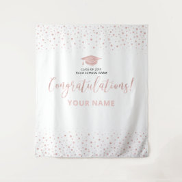 Roze Gouden Confetti | Felicitaties Afstudeerfeest Wandkleed