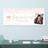 Roze Gouden Confetti Felicitaties Afstuderen Spandoek (Beurs)