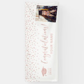 Roze Gouden Confetti Felicitaties Afstuderen Spandoek (Verticaal)