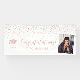 Roze Gouden Confetti Felicitaties Afstuderen Spandoek