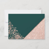 Roze gouden confetti frame groene rsvp bruiloft kaartje (Achterkant)
