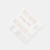 Roze & Gouden Confetti Gepersonaliseerde bruiloft  Servet (Hoek)