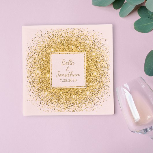 Roze, gouden Confetti Glitter Elegant Wedding Cust Servet
