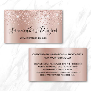 Roze Gouden Confetti Glitter Ombre Webwinkel Visitekaartje