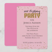 Roze Gouden Confetti Glitter Verjaardag Kaart (Voorkant / Achterkant)
