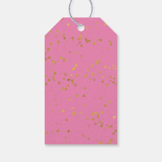 Roze gouden Confetti hart Cadeaulabel (Achterkant)