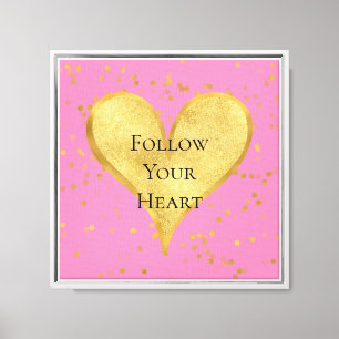 Roze gouden Confetti hart Canvas Afdruk