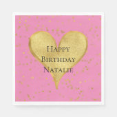 Roze gouden Confetti hart Servet (Voorkant)