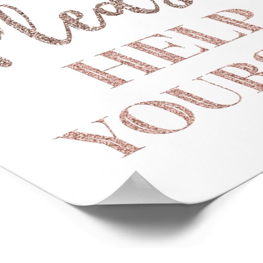 Roze Gouden Confetti Help Uzelf Bord Poster (Hoek)