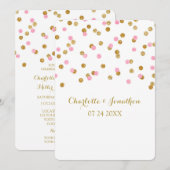 Roze gouden Confetti huwelijksuitnodigingen Kaart (Voorkant / Achterkant)