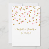 Roze gouden Confetti huwelijksuitnodigingen Kaart (Voorkant)