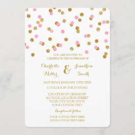 Roze gouden Confetti huwelijksuitnodigingen Kaart