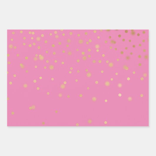 Roze Gouden Confetti Inpakpapier Vel (Voorkant 3)