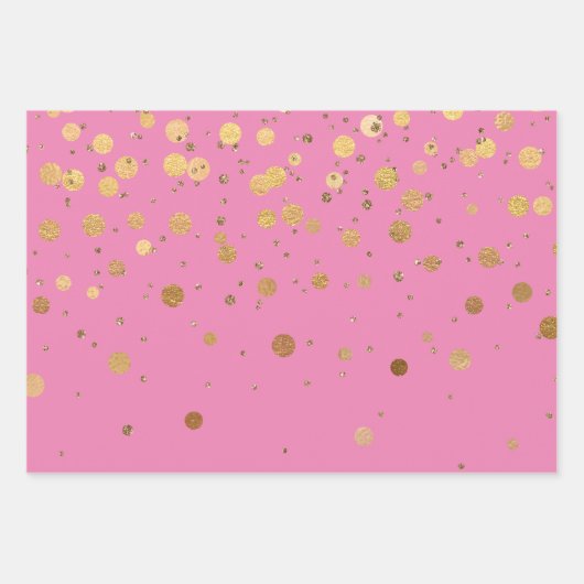 Roze Gouden Confetti Inpakpapier Vel (Voorkant 2)
