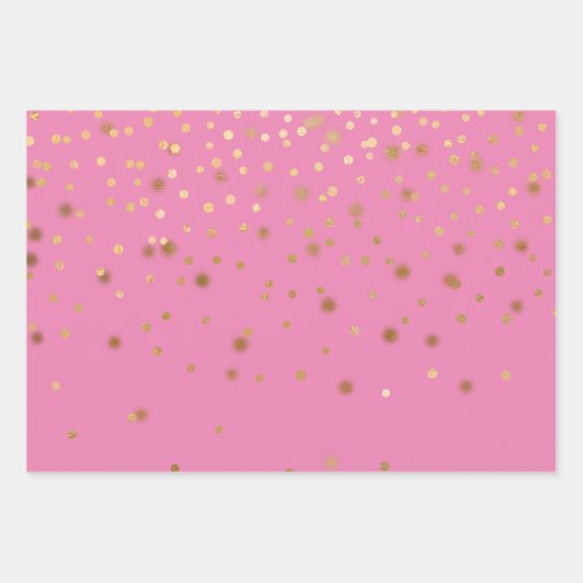 Roze Gouden Confetti Inpakpapier Vel (Voorkant)
