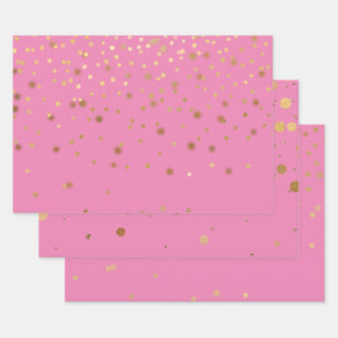 Roze Gouden Confetti Inpakpapier Vel
