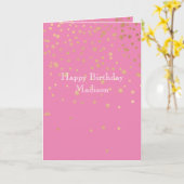 Roze Gouden Confetti Kaart (Gele Bloem)