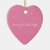Roze Gouden Confetti Keramisch Ornament (Rechts)