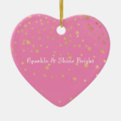Roze Gouden Confetti Keramisch Ornament (Voorkant)